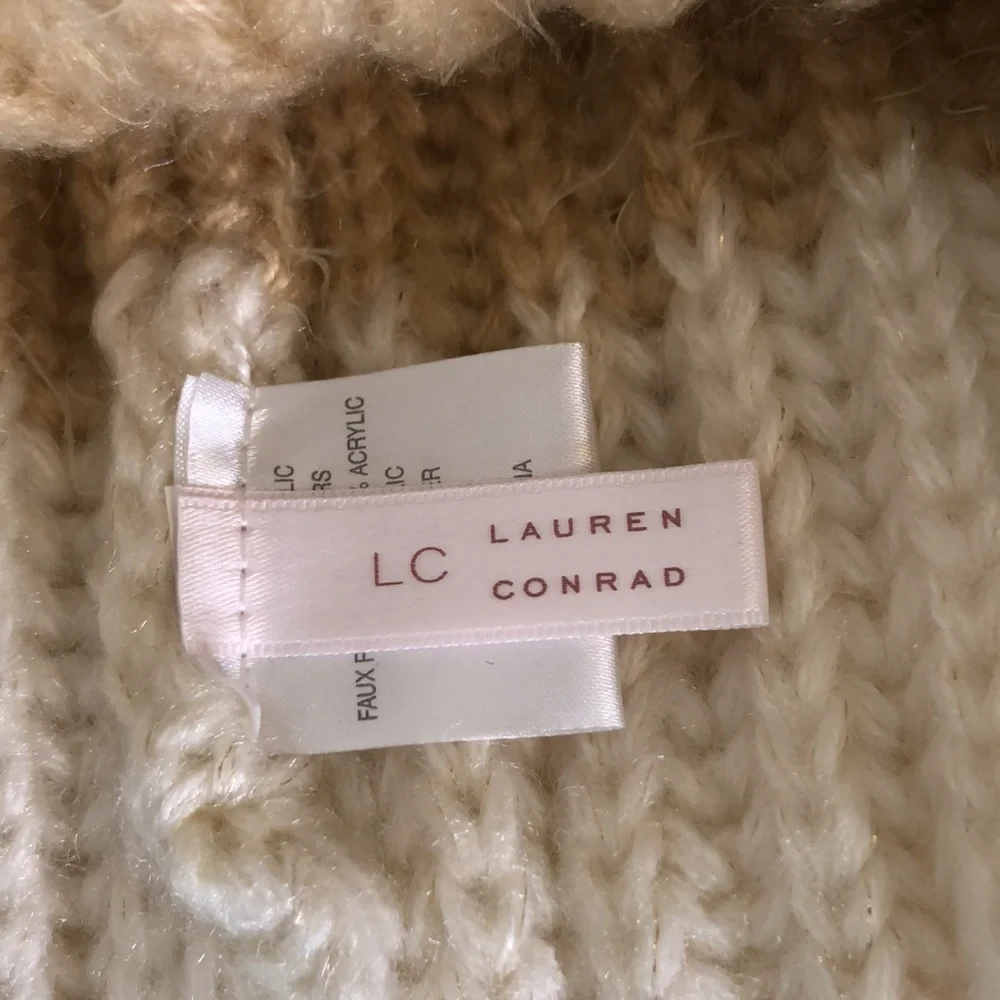 Lauren Conrad Color Seafoam/ Orange/ Cream Scarf & Hat OS